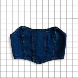 ADIKA Denim Strapless Corset Top - Blue